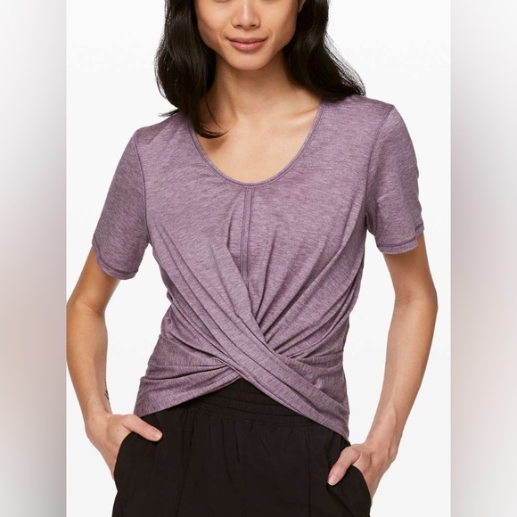 Lululemon‎ Do the Daily Short Sleeve Heathered Smoked Mulberry sz8/10 - Picture 1 of 7